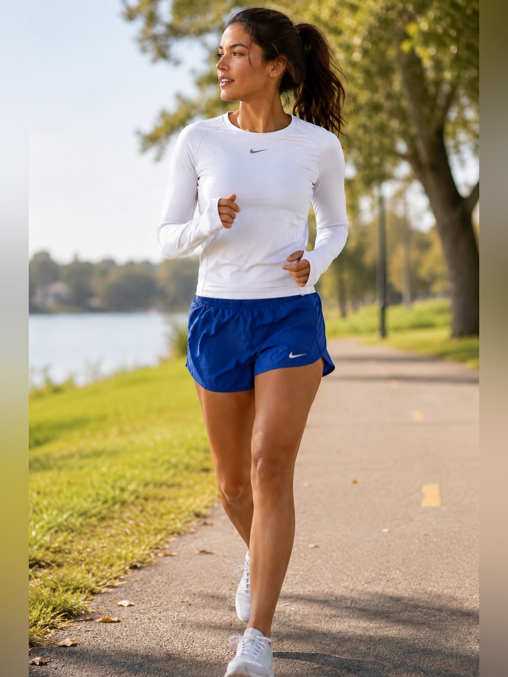 Nike Athletic Running Shorts in Royal Blue with White Swoosh